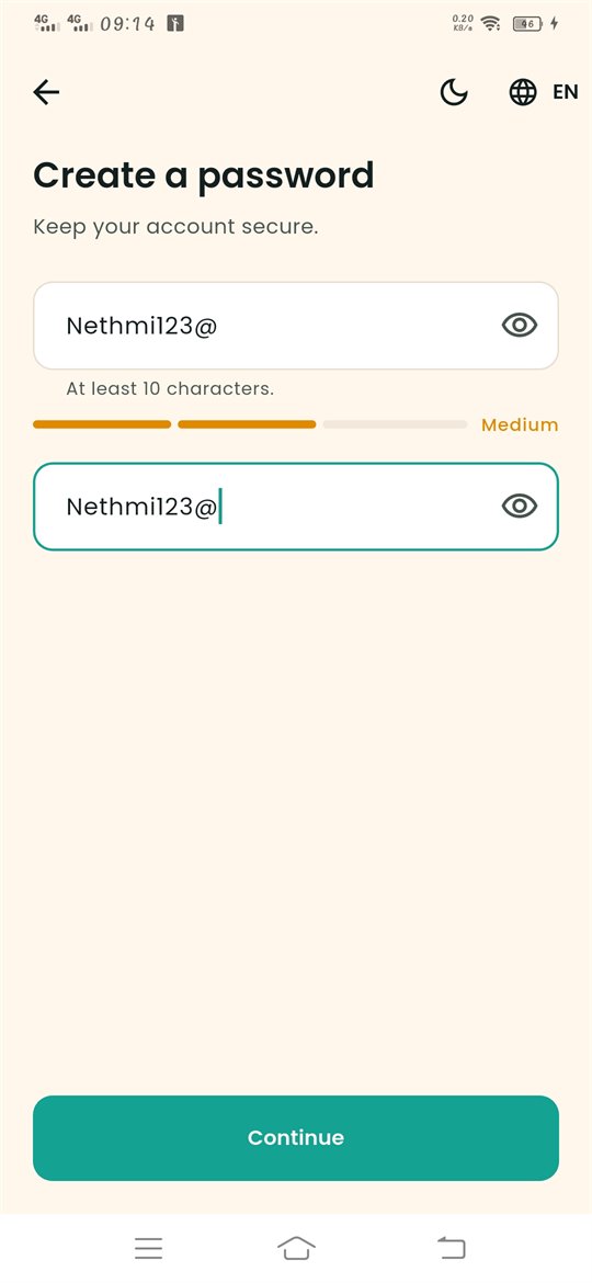 Create a password screen with the password typed twice